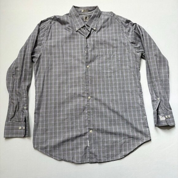 Peter Millar Mens Button Down Shirt Black Purple Plaid Size Large Long Sleeve - Picture 1 of 7
